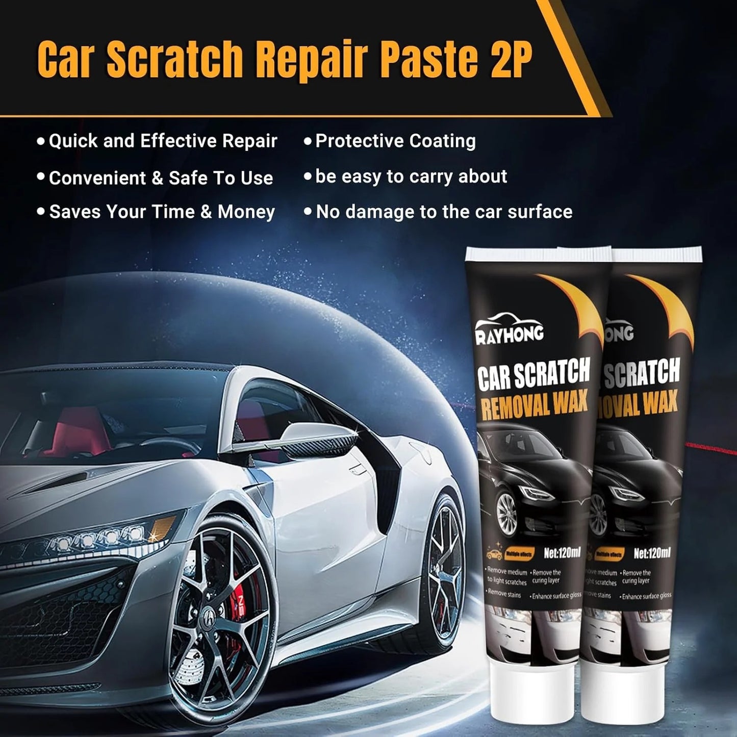 Car Scratch Removal Wax (Pack of 2)