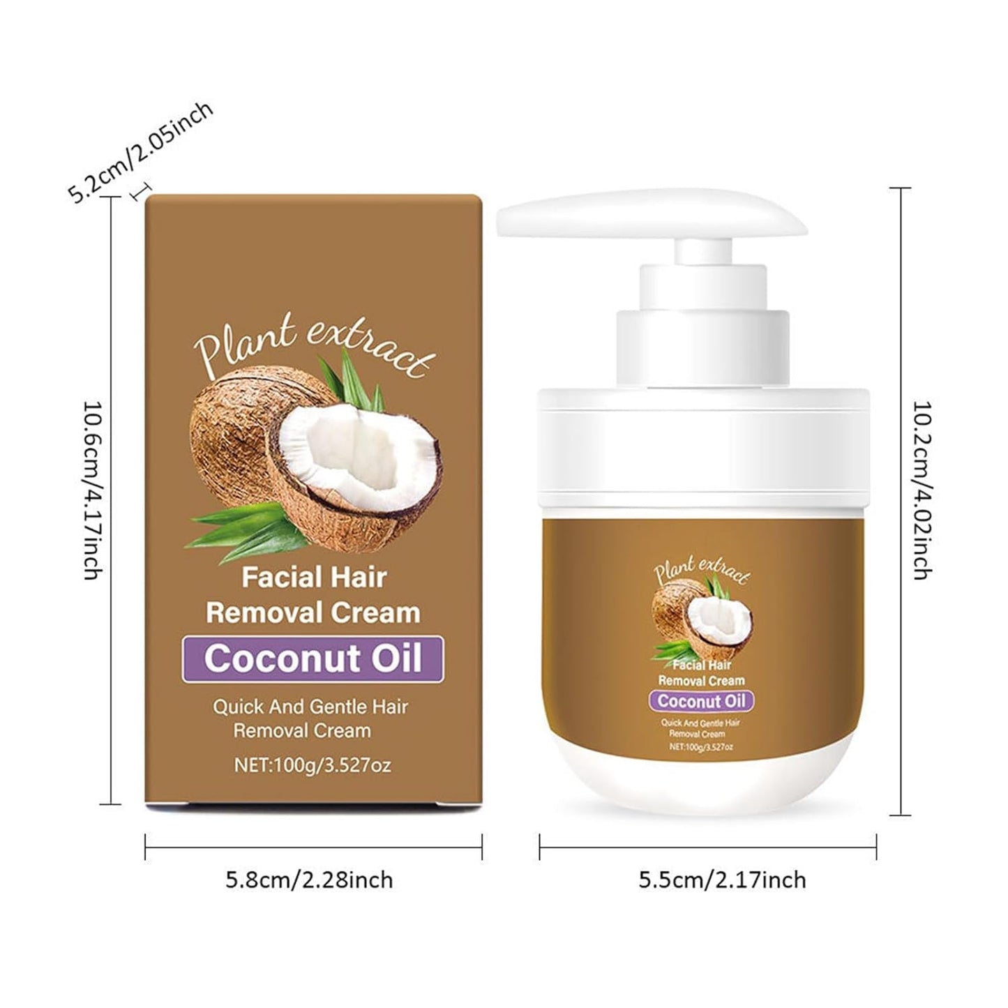 Coconut facial hair removal cream - Gentle & effective