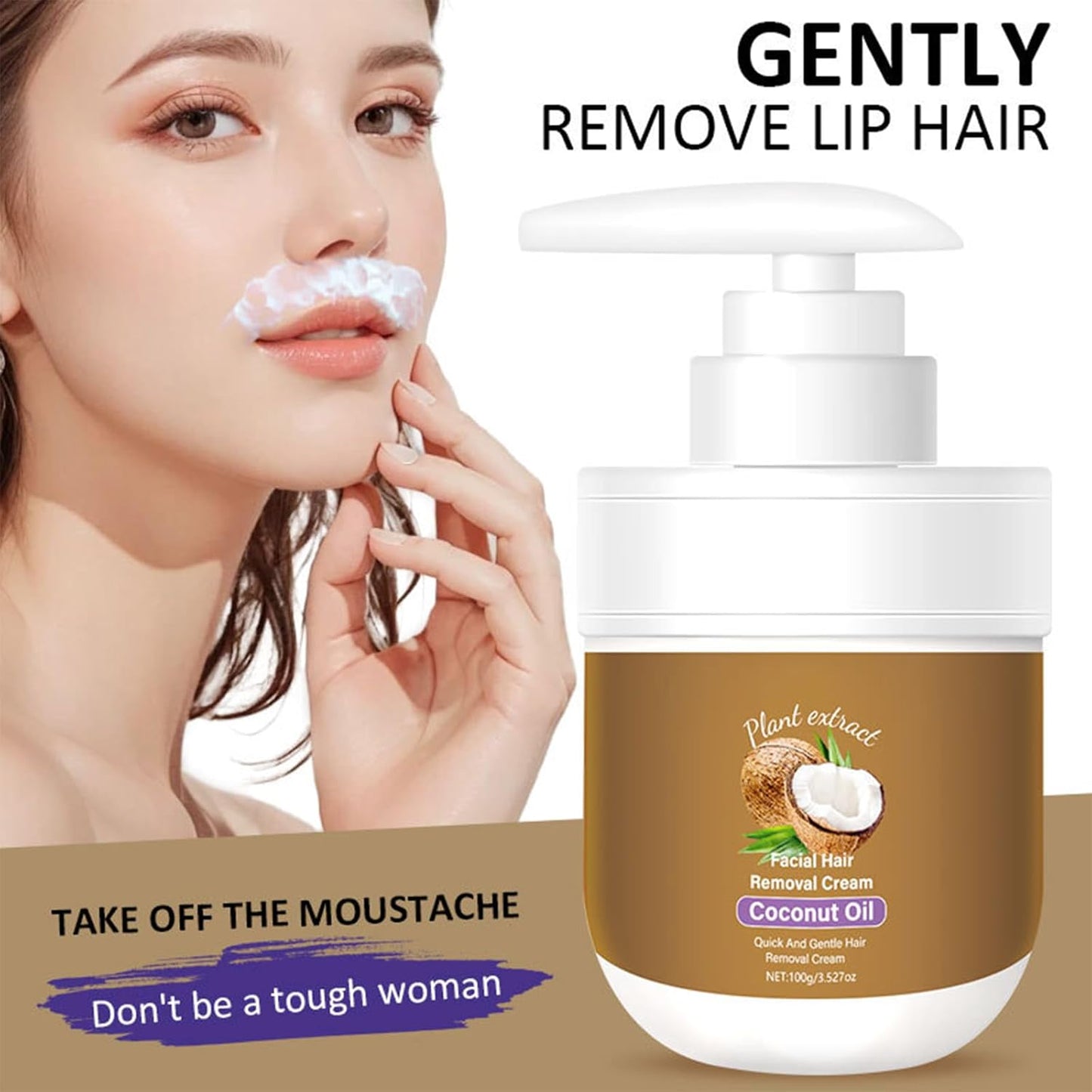 Coconut facial hair removal cream - Gentle & effective