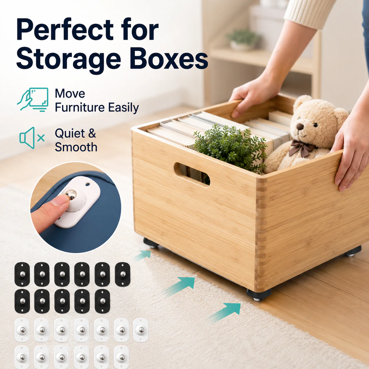 💥16PCS Mini Rolling Wheels🛋️ Turn Anything into Mobile Storage