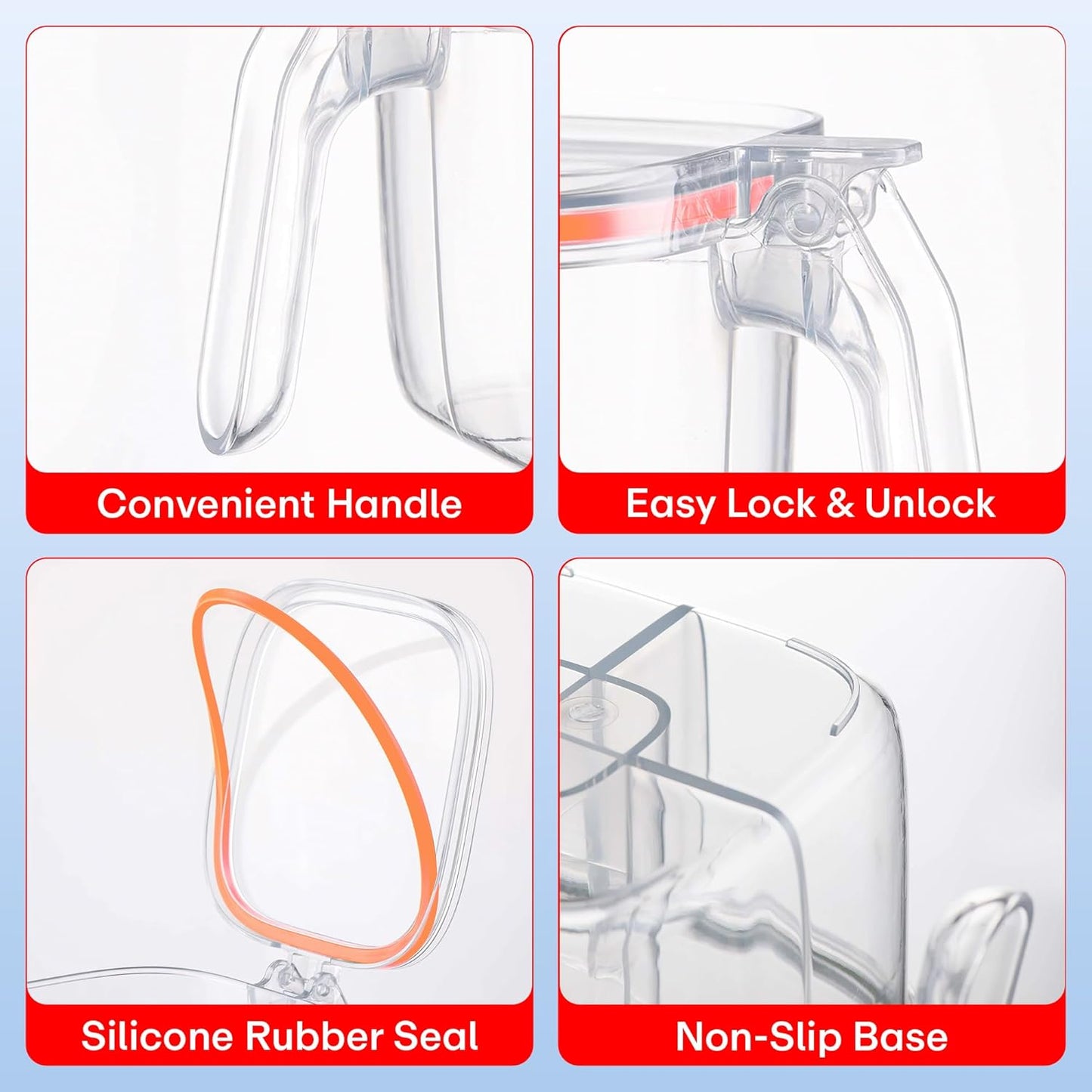 Masala Box Set 4 Compartment Spice Box with Lid, Spoon & Handle Airtight Seasoning Organiser