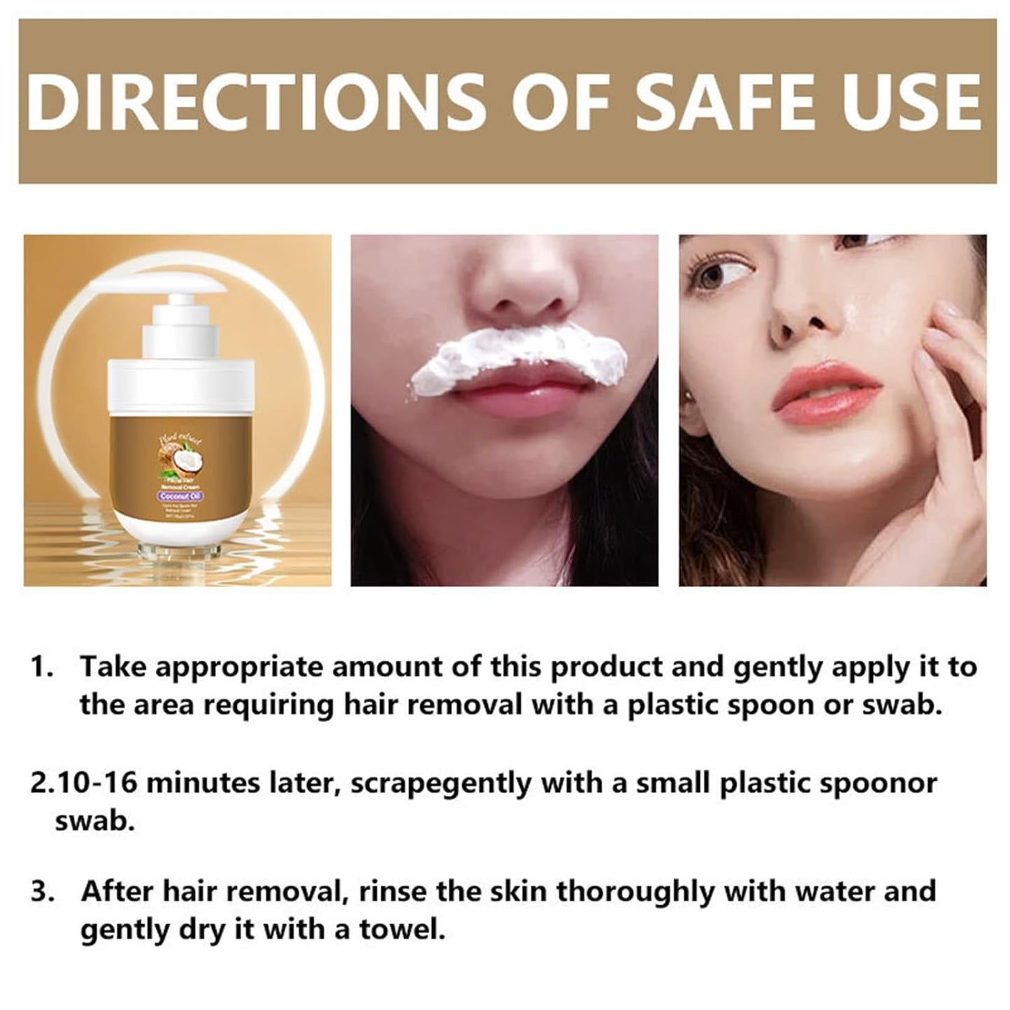 Coconut facial hair removal cream - Gentle & effective