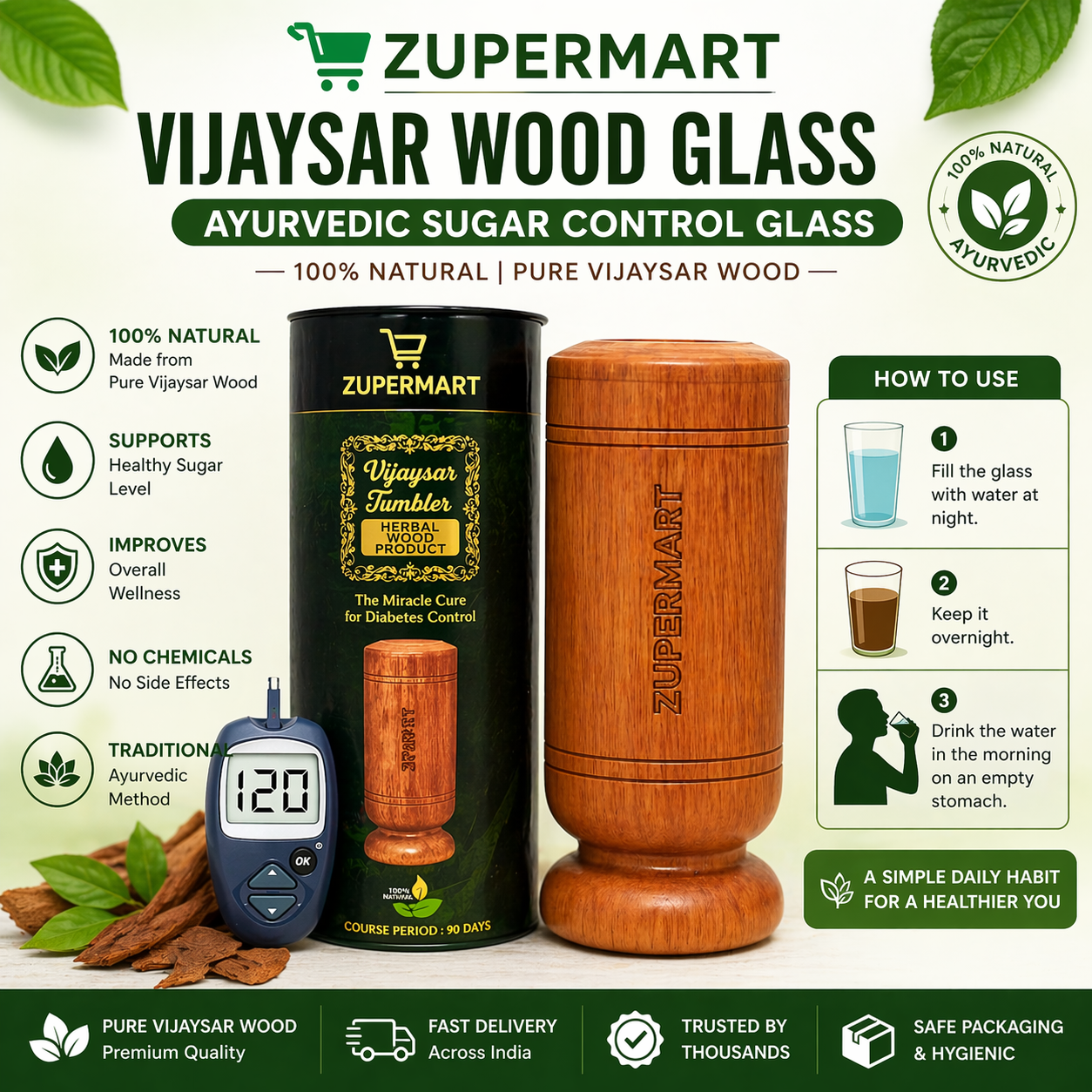 Ayurvedic Vijaysar Wood Sugar Control Glass
