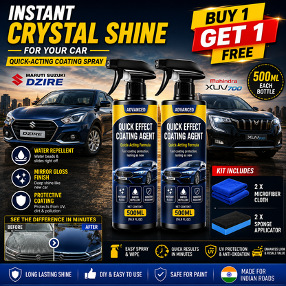 Advanced Car Quick-Acting Coating Agent Spray Kit 🚗✨ | Instant Mirror Shine & Protective Coating | BUY 1 GET 1 FREE | 500ML Each Bottle