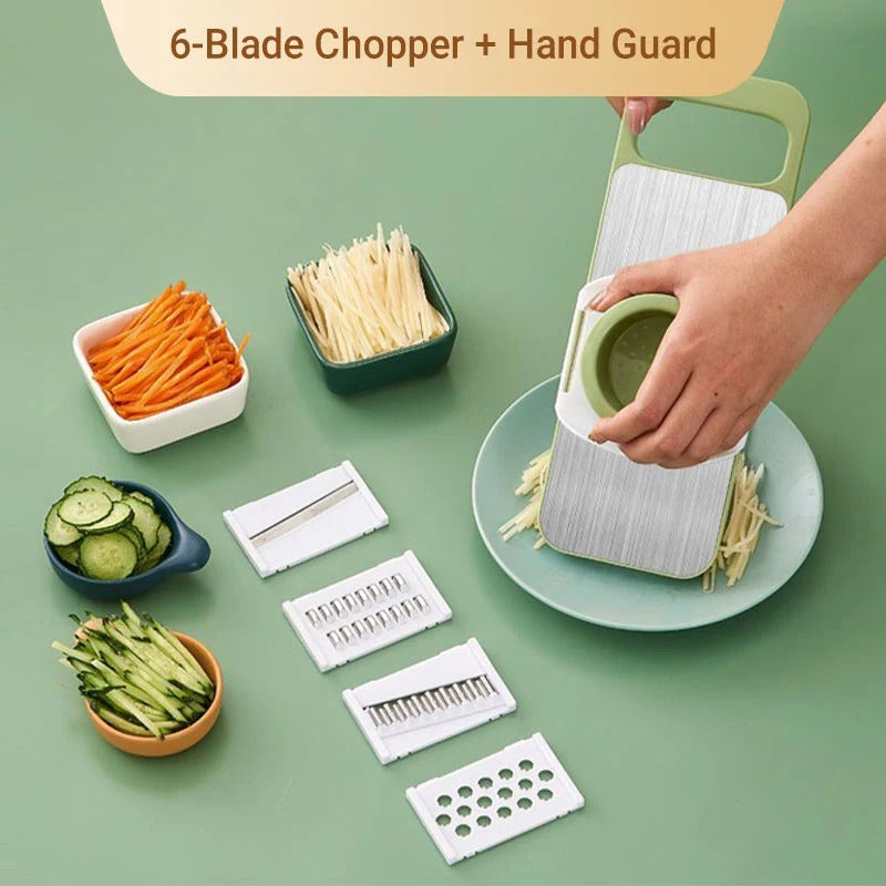 Multifunctional Kitchen Chopper with Hand Guard – 5 Blades, Non-Slip Base & Quick Vegetables Chopping