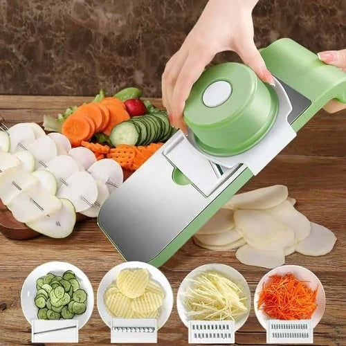 Multifunctional Kitchen Chopper with Hand Guard – 5 Blades, Non-Slip Base & Quick Vegetables Chopping
